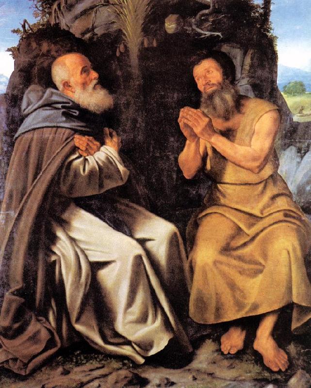 SAVOLDO, Giovanni Girolamo St Anthony Abbot and St Paul Germany oil painting art